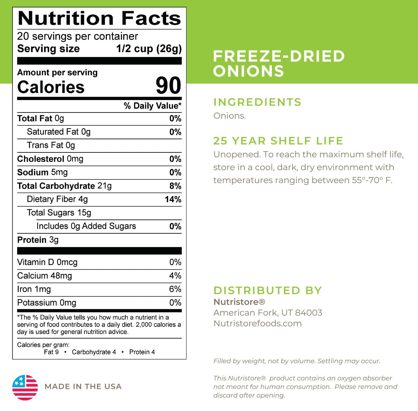 Freeze Dried Chopped Onions - Nutristore #10 Can
