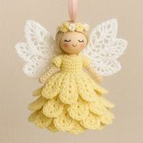 KOYPTL Crochet Christmas Angel Ornament Kit,Handmade Yarn Crafts Set for Beginners,Christmas Tree Decoration Crochet Doll Hanging Ornament,Holiday Xmas Gifts for Adults and Handmade Lovers Yellow
