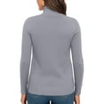 thumbnail image 3 of Hearthz Ribbed Gray Womens Sweater Turtleneck Mock Neck Womens Long Sleeve Shirts Knit Basic Spring Winter Womens Sweatshirt, 3 of 4
