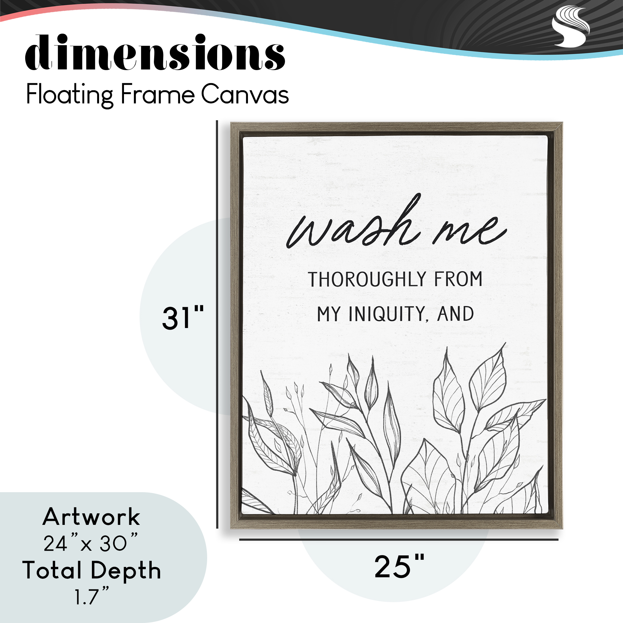Wash Me Thoroughly Scripture Brown Framed Floater Canvas Wall Art, design by Lettered and Lined