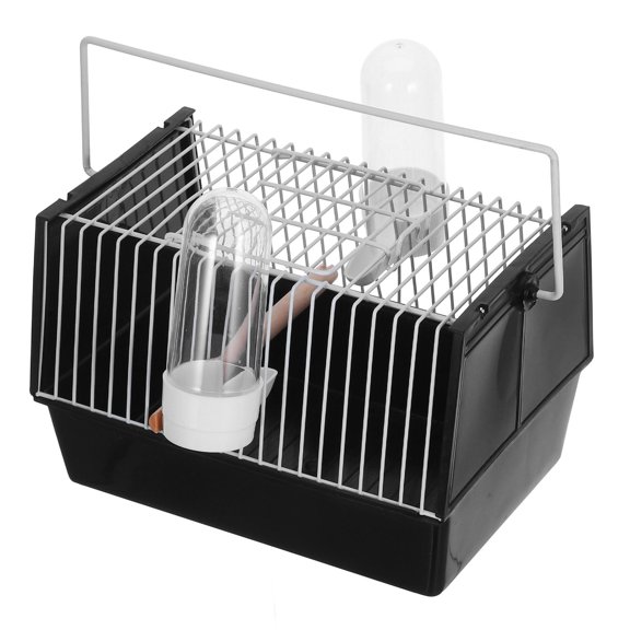 CTIRCHIU Portable Black Plastic Bird Cage with Handle, Small Pet Carrier for Parrots and Other Small Birds