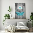 thumbnail image 2 of Bathroom Wall Art Daisy Canvas Pictures Modern Flower Bathtube Artwork Rustic Wood Board Background Contemporary Wall Art Decor Bedroom Living Room Office Home Framed Ready to Hang Blue Size-16x24, 2 of 5
