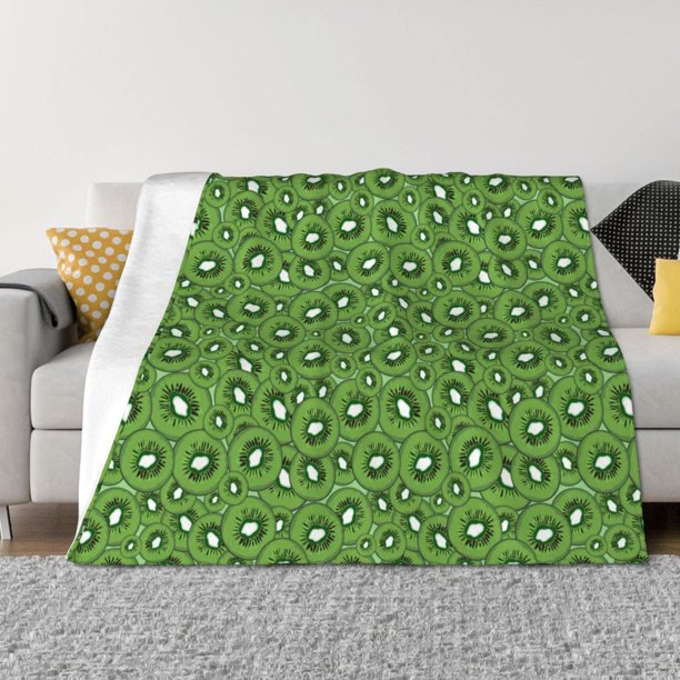 Balery Kiwi Fruit Manta de Franela con Dibujo, Lujo Ultra Suave y Cálido, Antipelusa y Resistente a las Arrugas para Cama, Sofá, Camping -50"x40"