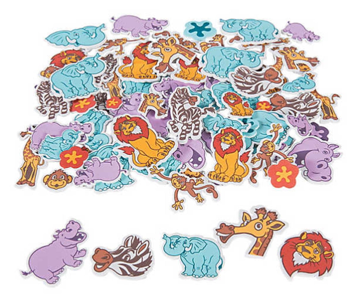 Boston Novelties Zoo Animals SelfAdhesive Shapes Foam Stickers, 100