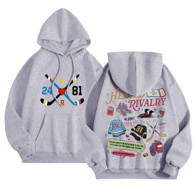Heated Rivalry Jersey Pullover Hoodie Heated Rivalry Jersey Graphic Sweatshirt Heated Rivalry Jersey Design Long Sleeve Heated Rivalry Jersey Style Top Light Gray M