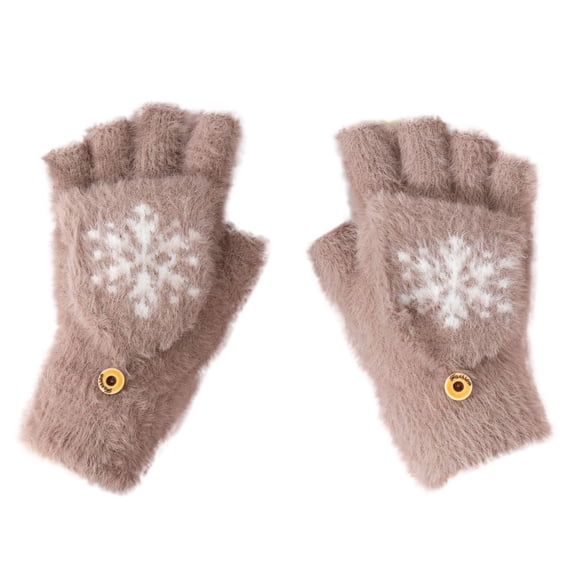 Kids Gloves Winter Fluffy Warm Lined Mittens Winter Knit Gloves for Ages 7-18 Years Girls