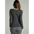 thumbnail image 3 of Emmalise Women's Junior and Plus Size Vneck Tshirt Long Sleeves Shirt Tee, 2xl, Heather Charcoal, 3 of 4