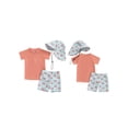thumbnail image 2 of BemeyourBBs Toddler Baby Boy Girl 2 Pieces Swimsuit with Sun Hat Newborn Infant Bathing Suit Short Sleeve Rash Guard Set Zipper Swim Tops and Turtle Crab Dinosaur Print Swimming Trunks Shorts Set, 2 of 9