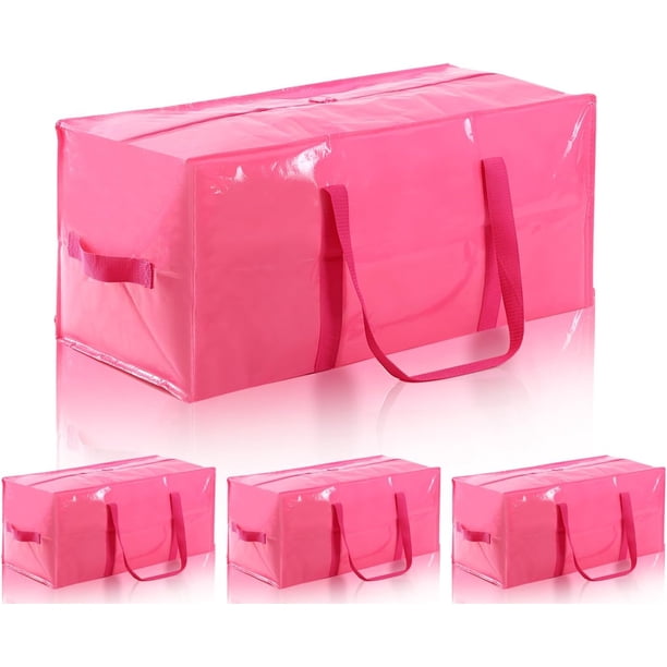 Bolsas de mudanza extra grandes con cierres resistentes y asas. Suministros de mudanza con tapas (rosa, 4 paquetes)