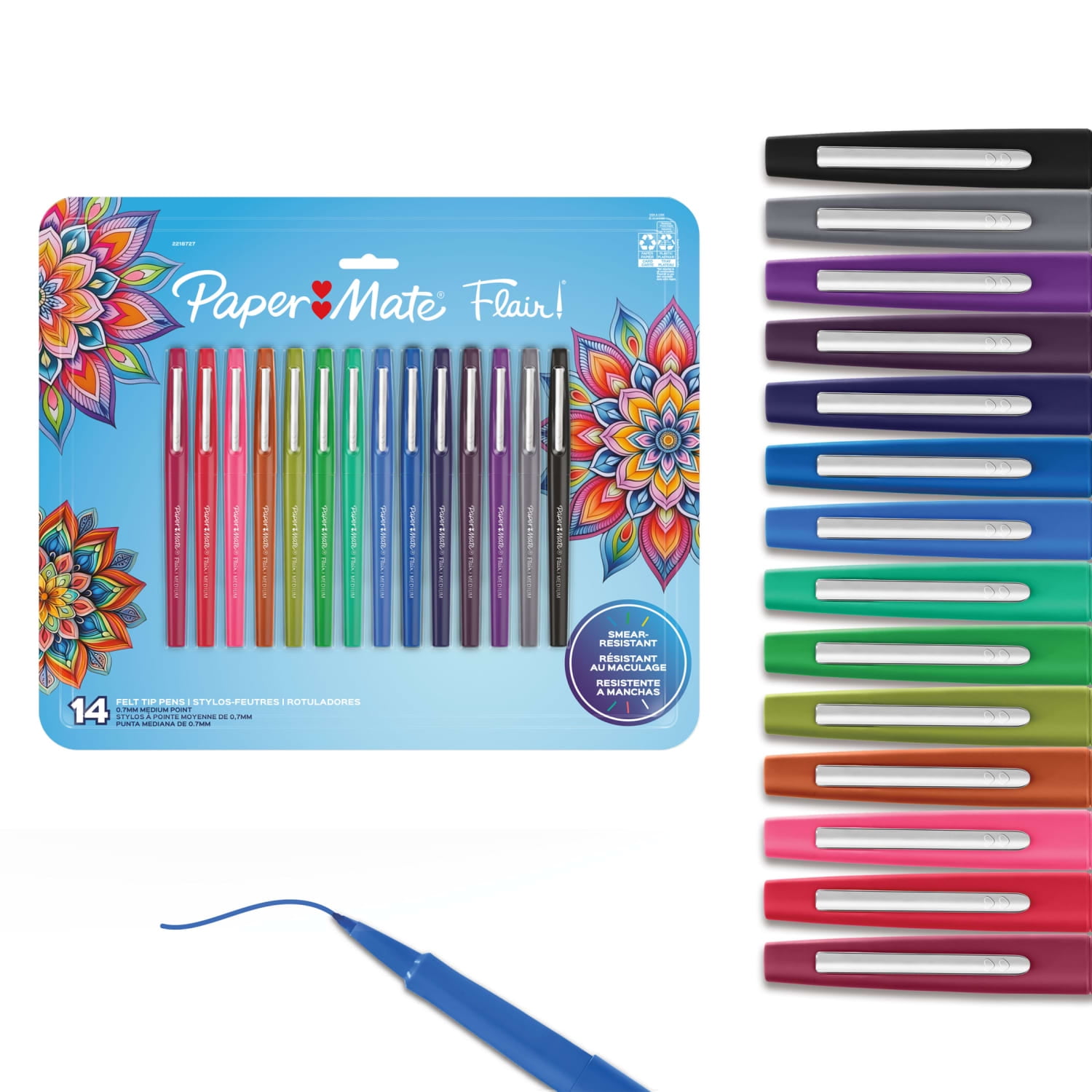 Paper Mate Flair Felt Tip Pens, #1 Teacher Choice, Medium Point (0.7mm), Assorted Colors, 14 Count