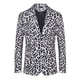 thumbnail image 5 of BLAZER DE FIESTA PARA HOMBRES INSPIRADO CHIC, ESTAMPADO DE ANIMALES, CON SOLAPA EN V, CHAQUETA LIGERA TAMAÑO 2XL EN BLANCO Y NEGRO, 5 of 6