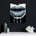 thumbnail image 4 of ONETECH  Room Wall Pictures Fashion Woman Blue Lipstick Paintings Canvas Creative Art Sexy Lips with Diamond Modern Artwork Home Decor for Living Room Framed Ready to Hang, 4 of 4