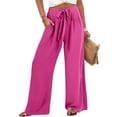 thumbnail image 4 of XFLWAM Women's Wide Leg Palazzo Pants Summer Belted High Waist Flowy Pants Casual Loose Business Trousers Beach Travel Vacation Clothes, 4 of 6