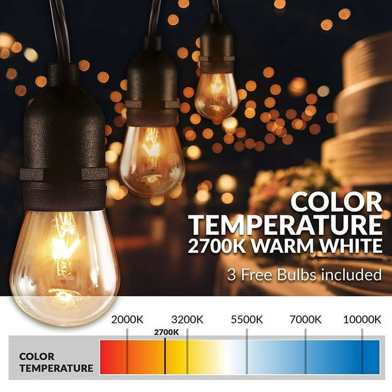 Newhouse Lighting 48ft String Lights 15 Sockets Warm White Light Bulbs Newhouse Lighting 48ft String Lights 15 Sockets Warm White Light Bulbs