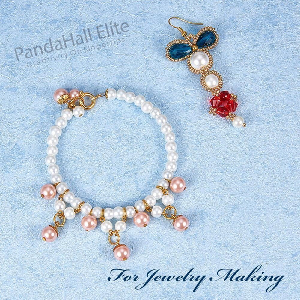 360pcs 10mm Glass Pearl Beads 24 Color Craft Pearl Bead Satin Luster Imitation Pearls Bead Dyed Round Loose Spacer Beads for Jewelry Necklace Craft Making Vase FillersMixed Color