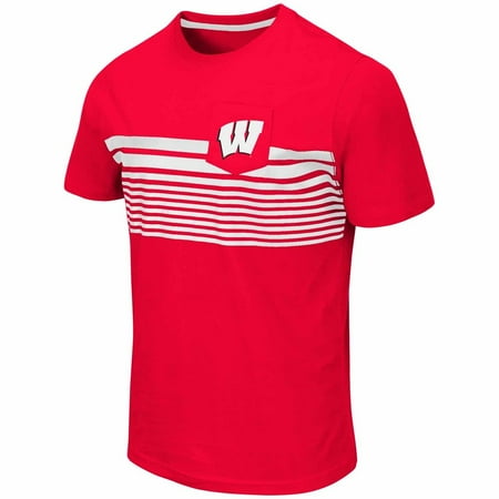 Wisconsin Badgers Pocket - Wisconsin Badgers Adult NCAA Futuna Short Sleeve Pocket T-Shirt - Red