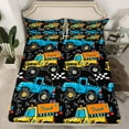 thumbnail image 2 of Manfei Kids Children Kawaii Truck 4pcs Bed Sheets,Cartoon Car King Sheets,Blue Yellow Super Cozy Sheet Set,Microfiber Bedroom Decor, 2 of 7