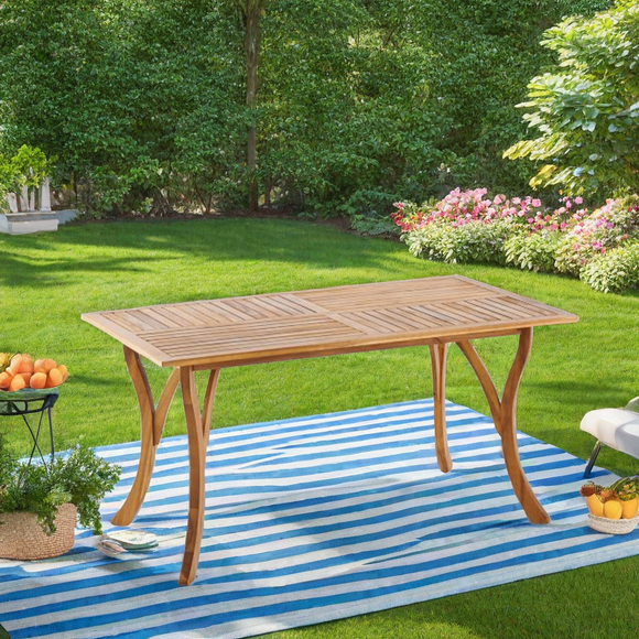 Patio Dining Table, Outdoor Dining Table, Garden Table, Garden Furniture for Front Porch Deck Lawn Backyard Balcony Terrace, Solid Acacia Wood
