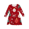 thumbnail image 4 of LTTVQM Christmas Dresses for Toddlers Girls 4-5 Christmas Graphic Funny Long Sleeve Xmas Dress Soft Crew Neck Midi Dresses Trendy Blouses Deep Red 4-5 Years, 4 of 4