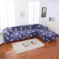 thumbnail image 1 of Sofa Covers for L Shape, 2pcs Polyester Fabric Stretch Slipcovers + 2pcs Pillow Covers for Sectional sofa L-shape Couch - Bue Flower Color, 1 of 11