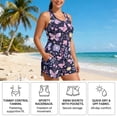 thumbnail image 5 of Xoenoiee Butterfly Flower Print Women's Tankini Swimsuit Tummy Control Two Piece Bathing Suit Push Up Modest Swim Suits with Shorts for Pool Swimming Beach, S, 5 of 7