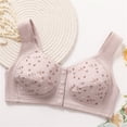 thumbnail image 6 of VISALY Women's Front Closure Wireless Bras Floral Print Bras Wireless Bras Breathable Bras Bras for Older Women Wireless Front Closure Bras for Seniors Comfy Bras Front Closure Bras Red 38, 6 of 9