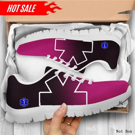 

New Fashion Gradient Color Women Nursing Shoes Lace Up Winter Spring Comfortable Walk Shoe Paramedic EMT EMS Design Mesh Sneaker