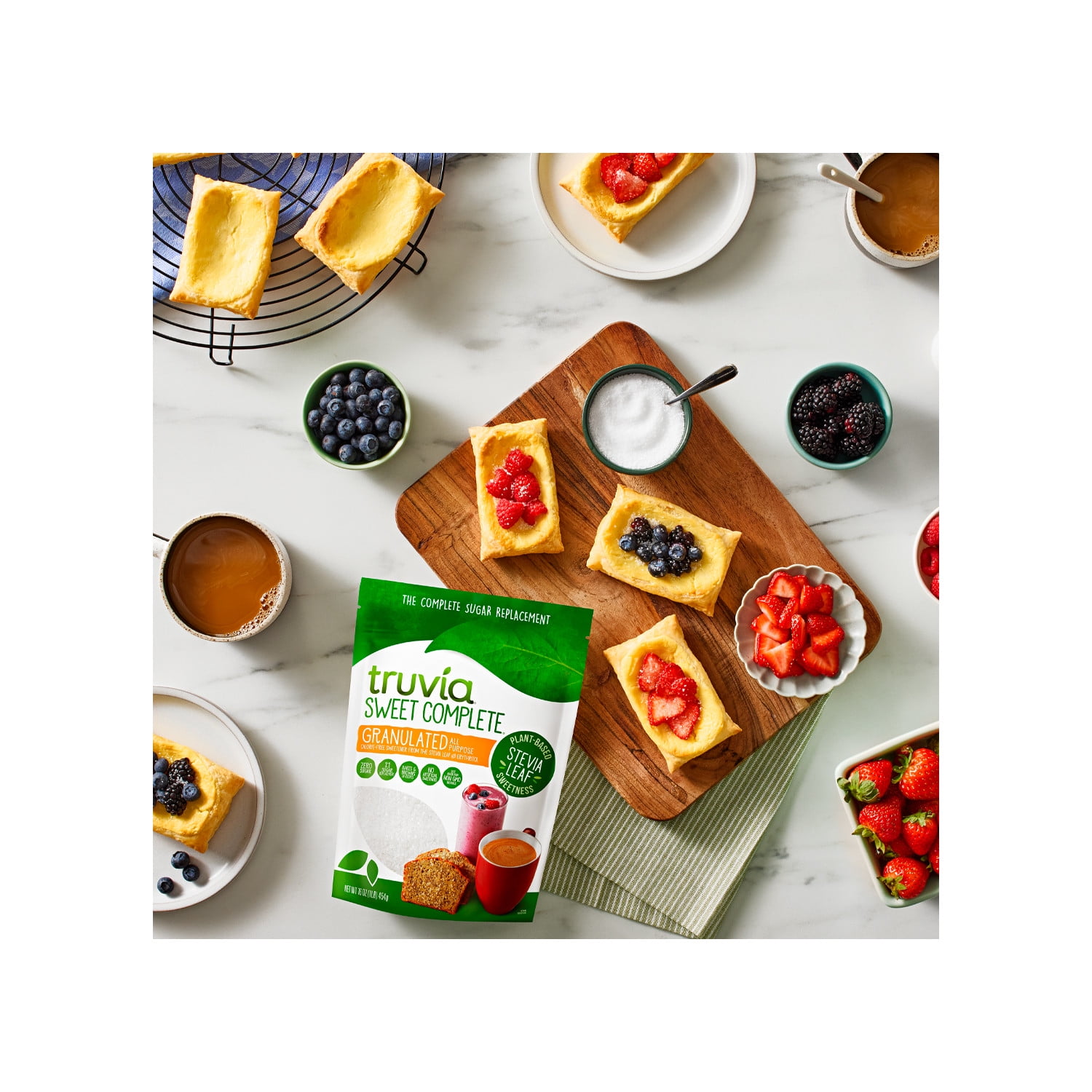 (4 pack) Truvia Sweet Complete Granulated Calorie-Free Sweetener from The Stevia Leaf, 16 oz
