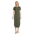 thumbnail image 2 of Time and Tru Women's Dolman Sleeve Ribbed Maxi Dress with Side Slits, Sizes XS-XXXL, 2 of 5