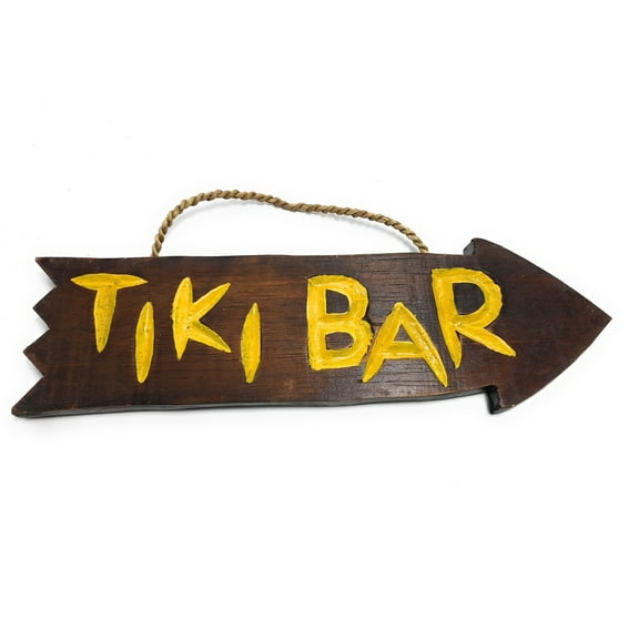 Tiki Bar Arrow Driftwood Sign 12" - Tropical Decor | #Dpt528430
