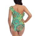 thumbnail image 5 of Gukieu Colourful Tie Dye Print One-shoulder Ruffled One-piece Swimsuit with Removable Chest Pads and Tummy-control Swimsuit for Women-X-Large, 5 of 6