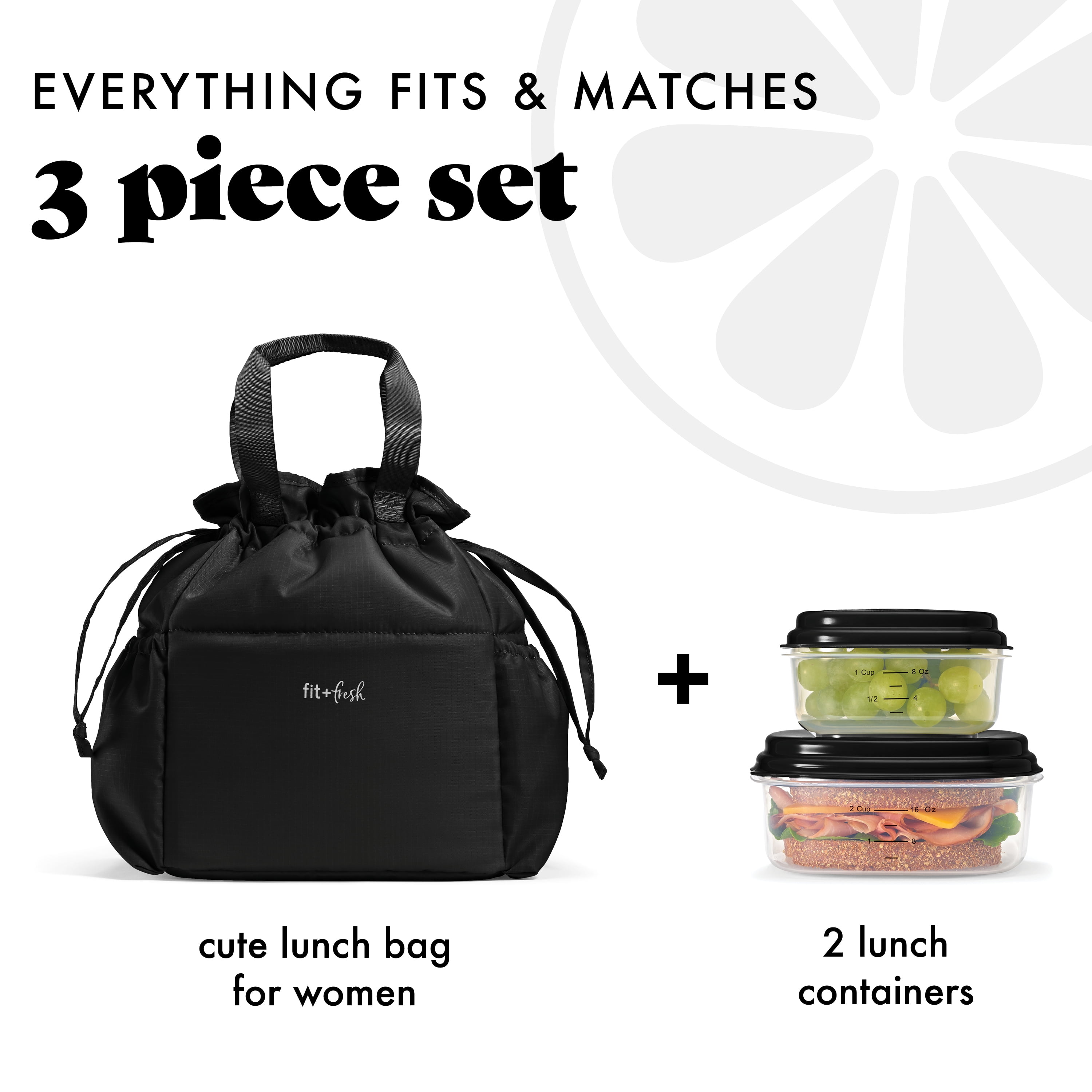 Fit & Fresh Lunch Bag For Women Cromwell Bag, Black