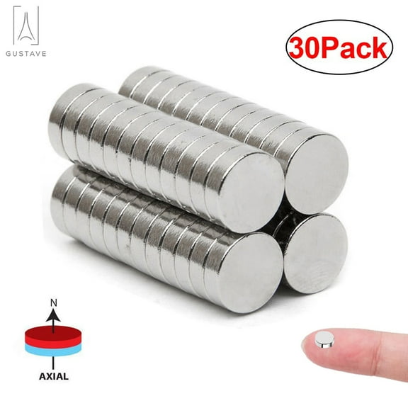 Gustave Powerful Neodymium Disc Magnets Multi-Use Small Round Rare Earth Magnets for Fridge, DIY, Building, Scientific, Craft, and Office, 4 x 2 mm (0.16 x 0.08 inch), 30 Pack