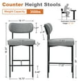 thumbnail image 6 of Hommpa Bar Stools Chairs Set of 3, 26" Gray Fabric Kitchen Counter Stools with Curved Back and Footrest, Fabric Counter Height Bar Chair for Kitchen Island, 6 of 11