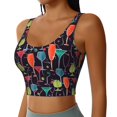 thumbnail image 2 of Sports Bras For Women Workout Tank Tops, Colorful Wine Glass Print Running Vest With Removable Cups, 2 of 2