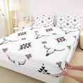 thumbnail image 4 of Erosebridal Hippie Cow Skull Queen Sheet Sets, Farmhouse Aztec Bed Set, White Black, 4-Piece 1 Flat Sheet, 1 Fitted Sheet and 2 Pillowcases, 4 of 5
