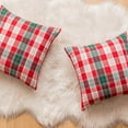 thumbnail image 3 of Plaid Christmas Throw Pillow Covers 18x18 Inch Red and White Decorative Pillow Covers Set of 2 Accent Pillow Cases for Holiday Home Decor Cushion Covers Woven Fabric with Gold Thread, 3 of 6