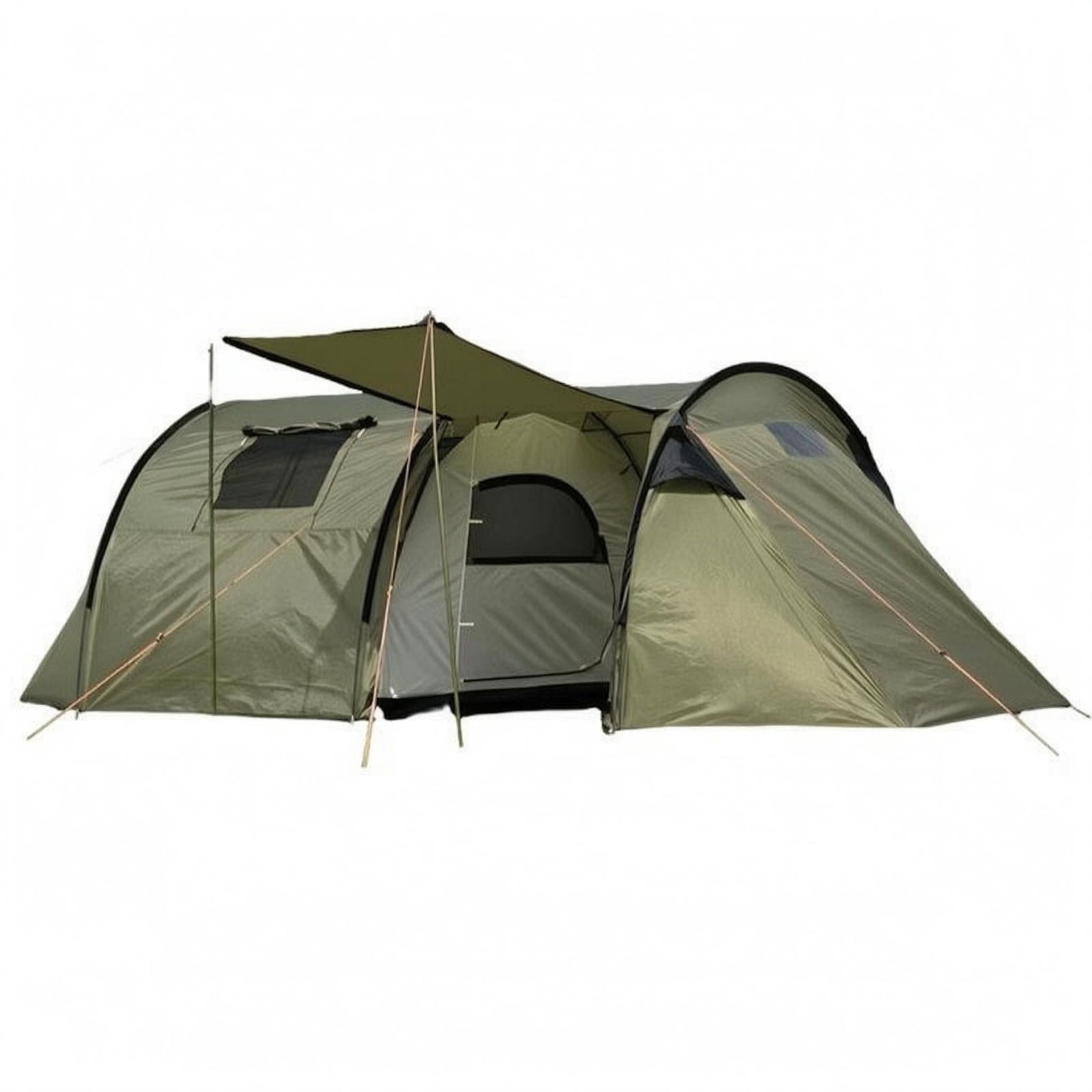 predolo Tunnel Camping Tent Waterproof Tunnel Tent Arched Poles Outdoor Shelter for Families, Green