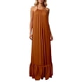 thumbnail image 3 of DGMIOCS Women's Backless Sleeveless Maxi Dress Oversized Duster Coat Style Long Dress with Spaghetti Straps for Everyday Versatile Wardrobe Coffee S, 3 of 7