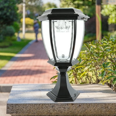 Solar Garden Yard Lantern Lamp Post Light Black LED Street Pillar Light 2.4V