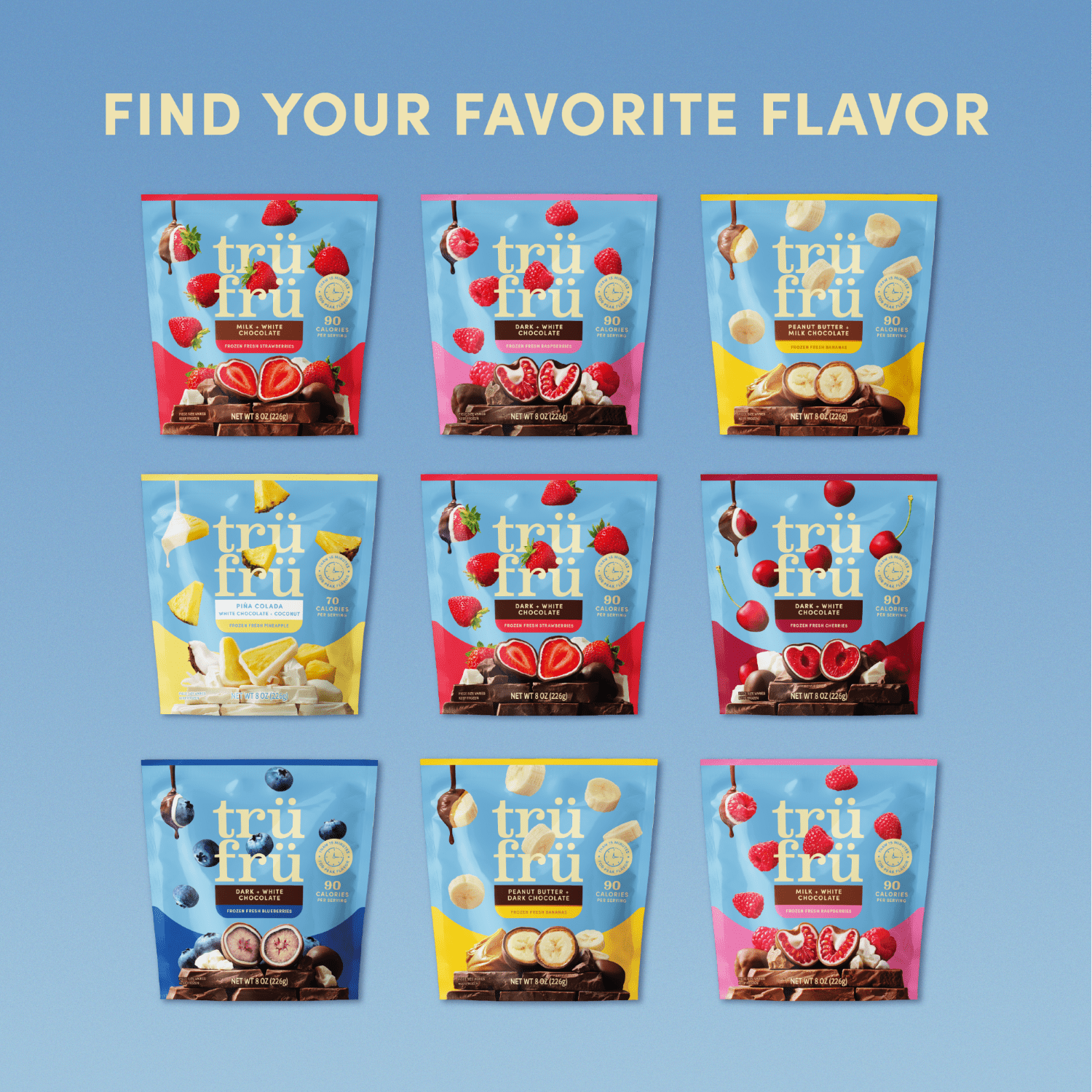 Tru Fru Frozen Strawberries in Milk & White Chocolate, 8oz