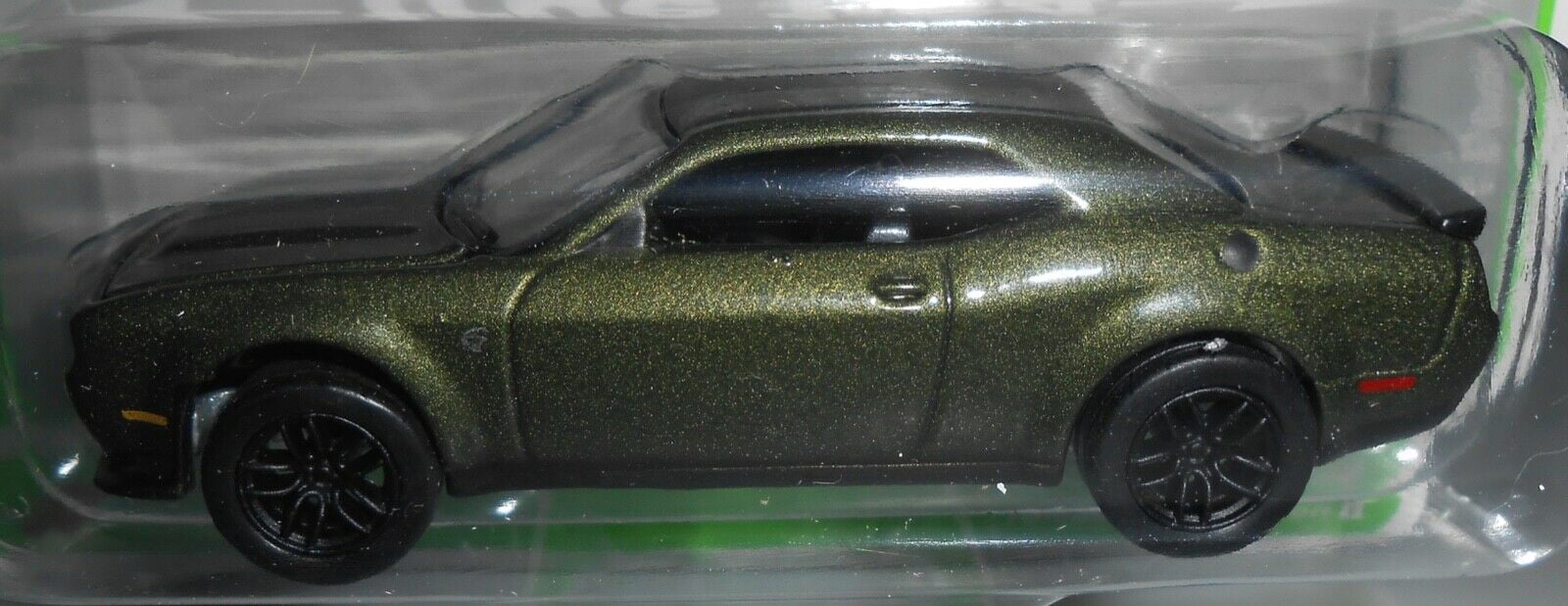 2019 Dodge Challenger SRT Hellcat F8 Green Metallic with Twin Black Stripes Modern Muscle Limited Edition to 13904 pieces Worldwide 1/64 Diecast Model Car by Autoworld