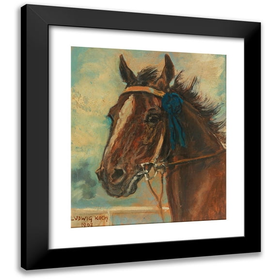 Ludwig Koch 12x14 Black Modern Framed Museum Art Print Titled - A Winning Horse
