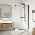 thumbnail image 2 of ACE DECOR Corner Shower Enclosure, 1/4 in. Clear Glass Pivot Shower Doors, 35.56" D x 35.56" W x 72" H Frameless Neo-Angle Shower Enclosure, Matte Black Finish, 2 of 9