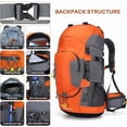 thumbnail image 5 of GKXLH Hiking Backpack for Men/Women, 60L Camping Backpack Travel Bag with Waterproof Rain Cover, Multi-Compartments, Adjustable Straps (Orange), 5 of 8