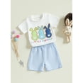 thumbnail image 5 of Baby Easter Outfits fBoy 6 12 18 24 Months 2T 3T Short Sleeve Bunny Print T-Shirt and Shorts Toddler 2 Piece Clothes Set, 5 of 9