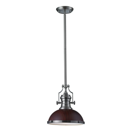 Landmark Lighting 66576 1 Chadwick Light Pendant In Dark Walnut Landmark Lighting 66576 1 Chadwick Light Pendant In Dark Walnut Satin Nickel