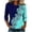 Blue#3, variant on Juesizh T Shirts for Women Plus Size Crew Neck Shirts Trendy Loose Print 3/4 Sleeve Pullover Tee Shirts, S-5XL