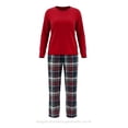 thumbnail image 2 of Pijama Secret Treasures para Dama Set Playera Manga Larga con Pantalón Estampado Cuadros Rojo Talla EG 2 Piezas., 2 of 4