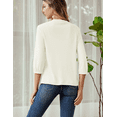 thumbnail image 6 of Grace Karin Women's Basic 3/4 Sleeve V Neck Open Front Waffle Knit Cropped Cardigan Sweater, 6 of 8